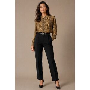 Vintage TESS 100% Silk Leopard Print Button-Up Blouse Women's Small